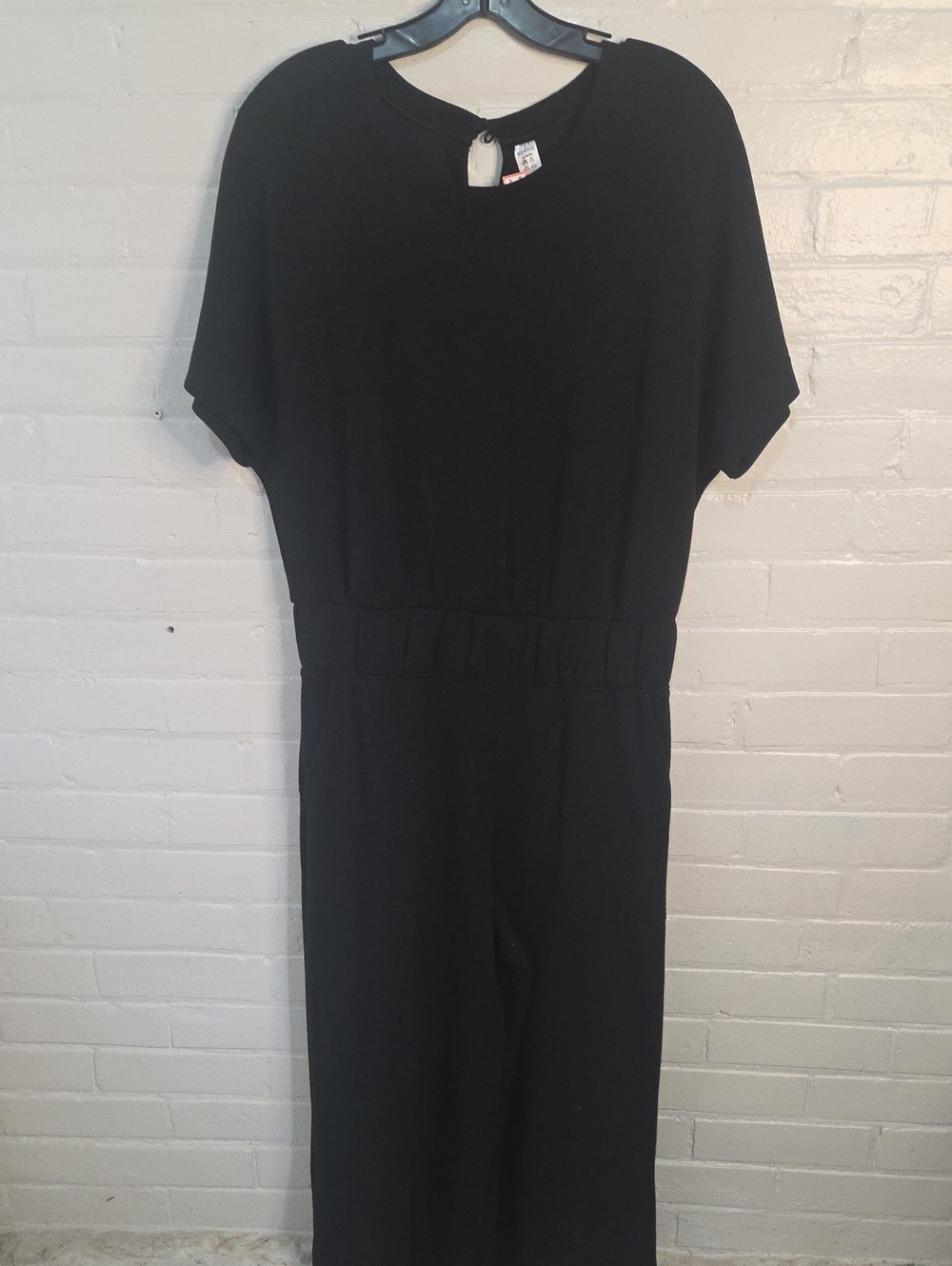 SPANX Black Short-Sleeve Elastic-Waist Jumpsuit